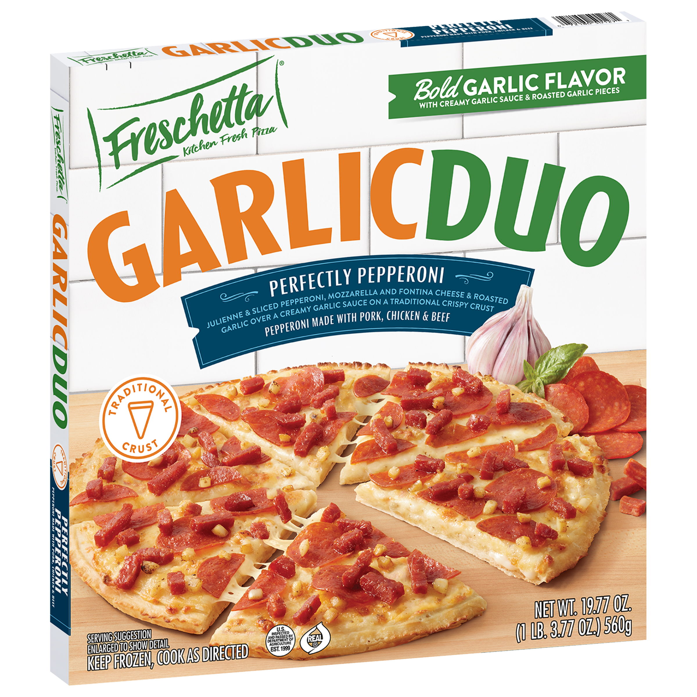 FRESCHETTA® Garlic Duo Pepperoni Frozen Pizza FRESCHETTA® Garlic Duo Pepperoni Frozen Pizza