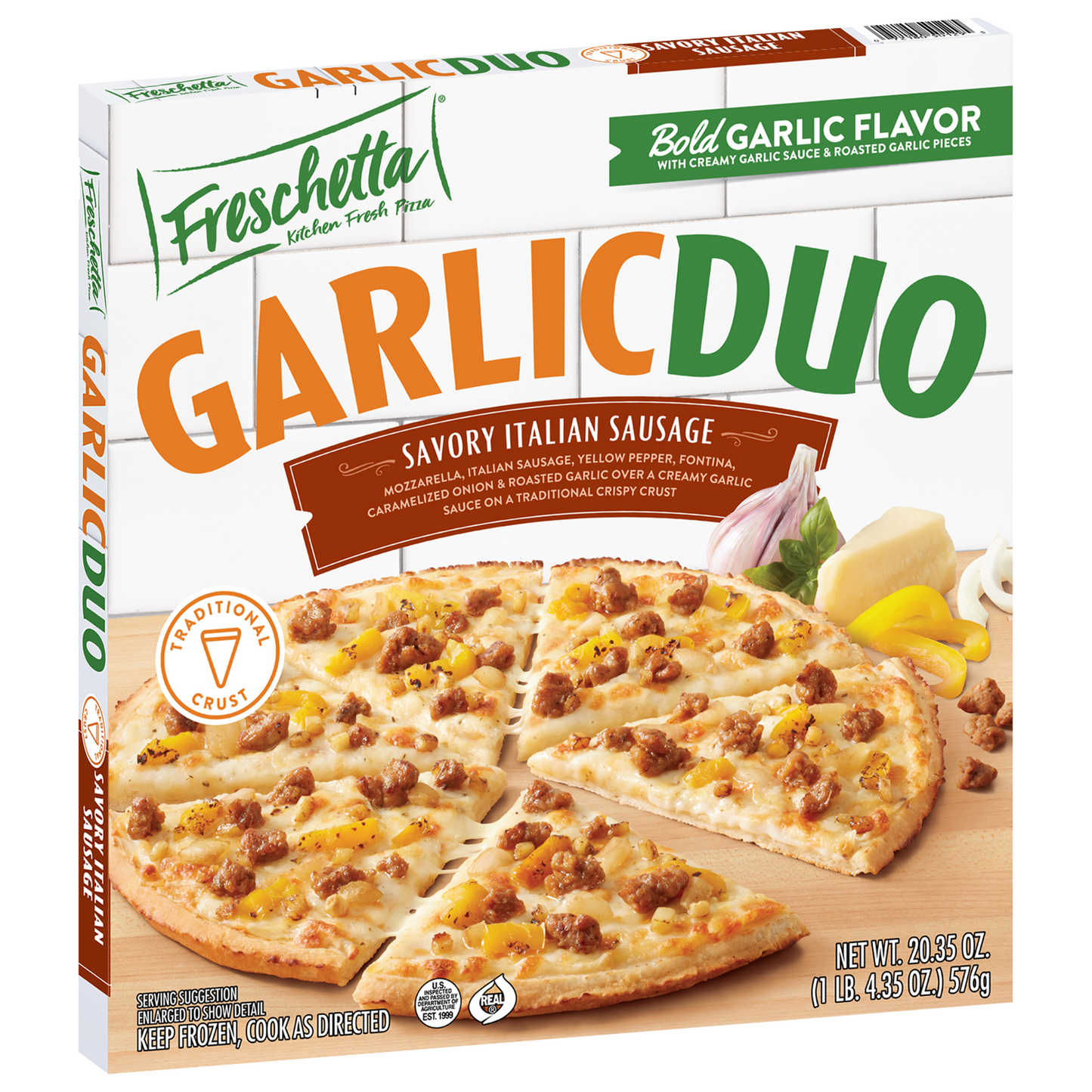 FRESCHETTA® Garlic Duo Sausage Frozen Pizza