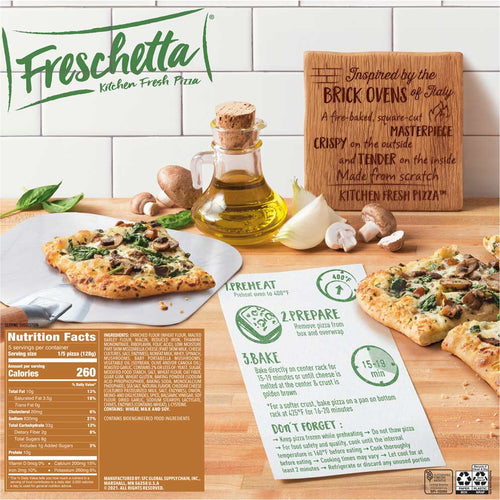 FRESCHETTA® Brick Oven Crust Spinach & Roasted Mushroom Pizza Back Panel