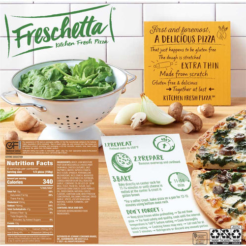 FRESCHETTA® Gluten Free Spinach & Roasted Mushroom - 2 Pack Back Panel