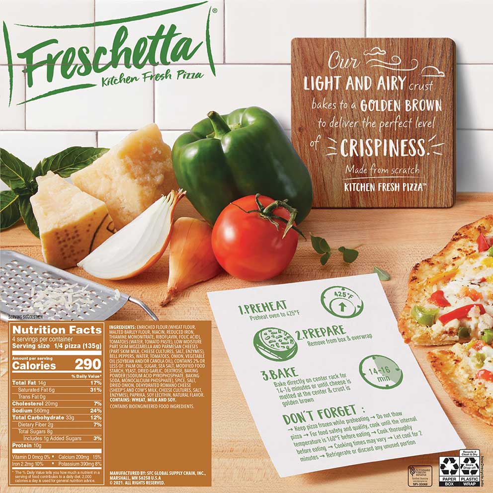 FRESCHETTA® Thin Crust Garden Veggie Pizza Back Panel